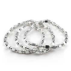 The Basics Collection The Lavish Set is perfect for any occasion. Crafted with unique square shaped beads, this elegant and trendy set of bracelets will add a stylish touch to your outfit. For the perfect finishing touch, they make the perfect gift. Designed to fit wrists up to 7.5" comfortably. Stretch Closure. Lead & Nickel Free Please be aware that due to the unique and handmade nature of each product, colors, shapes, and bead sizes may vary slightly from the photos and descriptions. Elegant Silver Square Bracelet, Elegant Adjustable Rectangular Beaded Bracelets, Silver Rectangular Beaded Bracelets As Gift, Rectangular Silver Beaded Bracelets As Gift, Trendy Silver Rectangular Bracelet, Trendy Silver Rectangular Bracelets, Elegant Square Adjustable Bracelets, Square Bracelets For Gift, Icon Jewelry