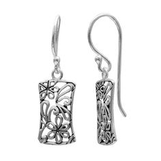 Featuring an ornate filigree floral design, these sterling silver earrings are an eye-catching complement to your attire. Featuring an ornate filigree floral design, these sterling silver earrings are an eye-catching complement to your attire. Length: 26 mm Backings: fishhook Nickel free Metal: sterling silver Plating: 18k gold Finish: polished Packaging: decorative card Please note, due to the high value of this item, a signature may be required upon delivery. Size: One Size. Color: Grey. Gende Filigree Flower Earrings For Gift, Filigree Flower Drop Earrings, Bali Jewelry, Floral Filigree, Earring Stand, Coral Jewelry, Heart Drop Earrings, Sterling Silver Filigree, Filigree Design