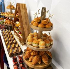 there are many different types of pastries on the table in front of each other