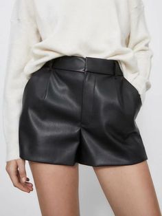 DescriptionVintage PU Leather Shorts Fitted Leather High-waisted Shorts, Fitted Edgy Leather Shorts, Luxury High-waisted Leather Shorts, Black Leather Bottoms With Built-in Shorts, Leather Shorts With Built-in Shorts, Chic Shorts, Female Office, Black Khakis, Leather Shorts