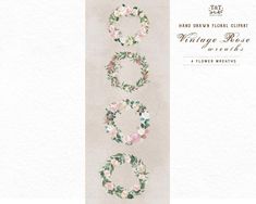 floral wreaths and flowers on white paper