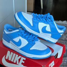 University Blue Nike Dunks Royal Blue Dunks, Blue Nike Dunks, Dunks Blue, Blue Dunks, Nike Shoes Blue, Blue Items, Bday List, Cinderella Shoes, University Blue