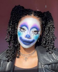 Clown Looks, Matte Fluid Eye Paint, Guys Jewelry, Welcome To The Circus, Circus Makeup, Scary Clown Makeup, Funky Makeup