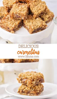 delicious and nutritious caramelia granola bars are stacked on top of each other