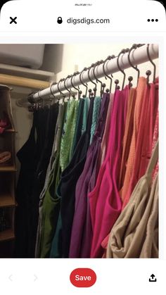 an image of clothes hanging on a rack in a closet with the caption saying, what do you think?