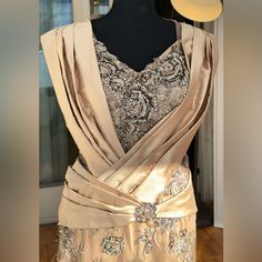 Only One Time Wear It Luxury Sequined Mother Of The Bride Evening Dress, Silk Beige Dress, Beige Dress, Beige Dresses, One Time, Wear It, Silk, Womens Dresses, Dresses