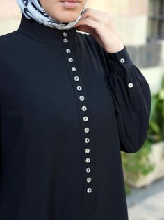 PLAY Elegant Eid Thobe With Modesty Panel, Elegant Thobe With Modesty Panel For Eid, Elegant Abaya With Modesty Panel, Elegant Long Abaya With Button Closure, Elegant Long Sleeve Thobe With Modesty Panel, Elegant Long Abaya For Workwear, Formal Long Sleeve Thobe For Eid, Traditional Long Sleeve Dress With Buttons, Traditional Long Sleeve Buttoned Dresses