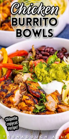 chicken burrito bowls Chipotle Copycat Chicken, Chipotle Copycat Recipes, Chipotle Copycat, Chipotle Burrito Bowl, Chicken Burrito Bowls, Burrito Bowls Recipe, Chicken Burrito, Chicken Burrito Bowl, Dinner Today