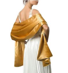 Satin evening scarf shawl Elegant Cloak for Your Special Night Out This satin evening scarf shawl is the perfect accessory to elevate your look for a night out. Crafted from smooth, lightweight satin, this scarf will flow gracefully over your shoulders while adding a touch of drama. Stylish & Versatile Equally at home dressing up a little black dress or complementing a formal gown, this scarf shawl lends any outfit a sophisticated flair. The generous proportions allow you to wear it traditionall Gold Shawl, Evening Scarf, Satin Shawl, Dress With Shawl, Bridal Wrap, Satin Evening Dresses, Wedding Shawl, Scarf Dress, Shawl Scarf