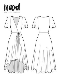 the front and back view of a dress with short sleeves