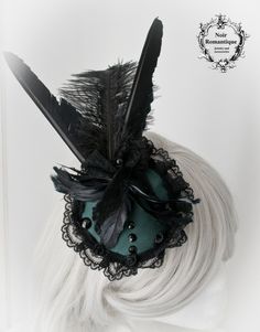 ♥♥Noir Romantique♥♥ Welcome to my store! A beautifull rococo style facinator.This piece is made of satin cypres fabric , decorated with black lace trims,rhnestones and feathers .It fastens with two hairclips. It will be sent to you carefully wrapped through registered mail. If you have any questions feel free to ask:) Thank you for visiting! Rococo Style, Lace Trims, Victorian Gothic, Rococo, Headdress, Barrettes, Fascinator, Headpiece, Black Lace