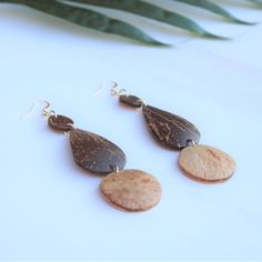 Coconut Shell Teardrop Beach Earrings. Earth-friendly gifts eco friendly gifts for her coconut | Etsy Brown Dangle Jewelry For Vacation, Brown Drop Earrings For Beach, Brown Drop Earrings For The Beach, Brown Earrings For Vacation, Brown Teardrop Earrings For Beach, Brown Teardrop Earrings For The Beach, Coconut Shell Earrings, Wooden Teardrop Earrings, Coconut Earrings