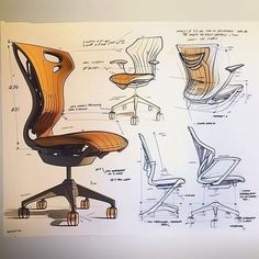 an architectural drawing of the eames chair and its design for it's seat