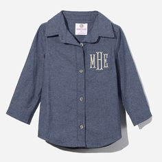 Your little girl or boy is about to look so stylish in this Monogrammed Kids Button Down Tunic! Whether you tuck it into their pants or skirt, tie it around their waist, or pair it with legings, this personalized top is definitely a wardrobe staple. Available in chambray and white, this top features pearlized buttons down the front, sleeves that can be rolled up, and a classy collar. The best part: you can style this tunic year-round!Made of a Cotton and Polyester blend.Kids are wearing their no Monogram Kids, The Font, Pink Gingham, Button Up Top, Mommy And Me, Chambray, Wardrobe Staples, Gingham, Button Downs