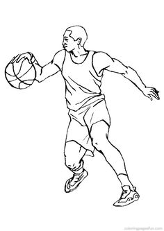 a basketball player with the ball in his hand, coloring page for children's books