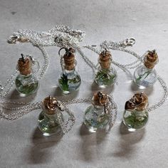 This mini potion bottle necklace filled with natural mini foilage and resin makes a great for yourself or someone you love! Fairy Necklaces, Potion Bottle Necklace, Potion Necklace, Perfume Business, Sci Fi Jewelry, Craft Journal, Halloween Potion, Lavender Necklace, Halloween Potion Bottles