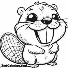 a cartoon beaver with an excited look on his face