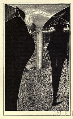 an image of two people standing in front of a vase with water pouring out of it