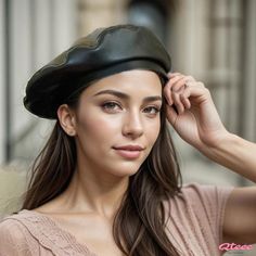 Qteee - Classic Solid PU Beret - A Timeless Vintage Accessory Black Fitted Beret For Fall, Casual Black Beret One Size Fits Most, Fitted Black Beret For Fall, Cheap Classic Beret Cap, Classic Beret With Curved Brim, Casual Black Beret, Casual Black Beret (one Size Fits Most), Black Casual Beret, Casual Black Beret Cap