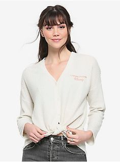 Destination Disney Speak Fluent Disney Button-Up Long-Sleeve Top Culture Clothes, Disney Buttons, Nerdy Shirts, Culture Clothing, Disney Day, Her Universe, Text Design, Boyfriend Fit, Waffle Knit