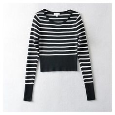 Style: commuting Size: S M Color: off white, black Sweater For Women, U Neck, Striped Long Sleeve, White Black, Sweaters For Women, Off White, For Women, Long Sleeve, White