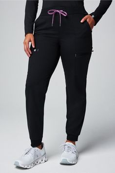 On-Call Scrub Jogger Fabletics Black/Lilac female Activewear >> Scrubs >> Bottoms >> Product Feed MotionTech regular 4-Way Stretch/Breathable/Lightweight Feel Jogger Scrubs, Female Activewear, Black Scrubs, Range Of Motion, Esthetician, Drop Shipping, Active Wear For Women, Scrubs, Lilac