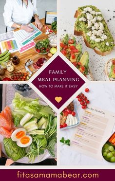 Four images in a collage two of healthy food and the other two of meal plans with text between the images. Meal Planning On A Budget, Easy Healthy Eating, Family Meal Planning, Balanced Life, Budget Friendly Recipes, Meal Prep Ideas, Busy Schedule, Healthy Lifestyle Tips, Family Meal