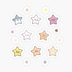 star stickers with different shapes and sizes on them, all in pastel colors