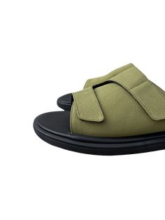 Made in Italy Premium Canvas Upper Adjustable velcro straps Leather footbed Mesh lined We recommend sizing up 1 size. Sizes listed are in Men's. Unisex for women's sizing +1.5 Green Leather Sport Sandals With Removable Insole, Green Leather Sport Sandals With Cushioned Footbed, Green Double Strap Casual Sandals, Casual Green Leather Sport Sandals, Casual Green Leather Slides, Casual Double Strap Sport Sandals With Leather Footbed, Casual Sport Sandals With Cushioned Double Strap, Casual Double Strap Sport Sandals With Cushioned Footbed, Casual Double Strap Slides With Cushioned Footbed