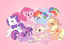 a bunch of little ponys that are sitting together