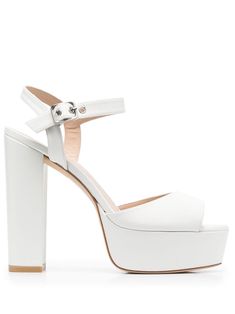 cloud white calf leather buckle-fastening ankle strap branded leather insole open toe 40mm platform sole 140mm high block heel White Calf Leather Open Heel Shoes, Luxury Leather Heels With Chunky Platform, Summer Platform Heels In Calf Leather, White Calf Leather Heels With Heel Strap, Spring Platform Heels In Calf Leather, Calf Leather Platform Heels With Ankle Strap, Platform Sandals With Ankle Strap In Calf Leather, White Calf Leather Heels With Deep Heel Cup, Calf Leather Platform Sandals With Ankle Strap