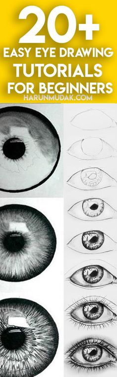 an image of eye drawing with the title 20 easy eye drawing instructions for beginners