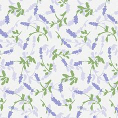 a white background with purple flowers and green leaves