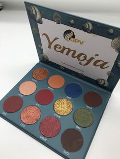 Our stunning "Yemoja" 12-Shade palette was inspired by the Nigerian goddess of Yoruba, the protectress of women, love, and healing. The palette includes a generous supply of 12 different oceanic shades. Every shade is designed to blend well and combine with the other shades, for a dazzling array of unique looks. Ingredients: Mica, Phenyl Trimethicone, Siloica Magnesium, Stearate, Kaolin, Iodopropynl, Butylcarbamate. May Contain: Ci75470, Ci 75470, Ci15985:1, Ci75120, Ci75125, Ci75810, Ci16255, C Makeup Is Life, Eyeshadow Pallets, Makeup Obsession, Kiss Makeup, Makeup Palette