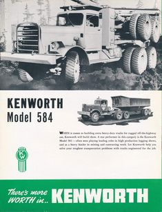 an advertisement for the kenworth model 534 truck