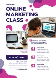 a flyer for an online marketing class