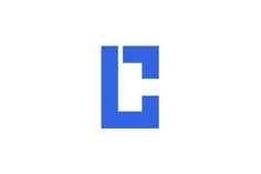 the letter c is made up of two blue rectangles on a white background