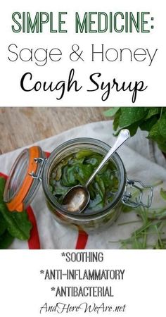 Honey Cough Syrup, Sage Honey, Homemade Cough Syrup, Natural Healing Remedies, Cough Remedies, Cold Remedies, Natural Therapy, Homemade Remedies, Natural Health Remedies