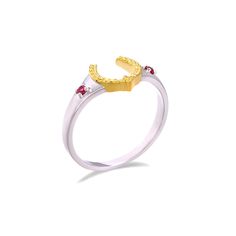 ✦ Experience the vintage charm and good luck with our Antique Red Corundum Lucky Horseshoe Ring | HJ189. This unique ring features a beautiful combination of gold and silver tones, highlighted by a horseshoe shape adorned with a golden wheat vine. The sterling silver band is inlaid with red corundum gemstones, adding a touch of lasting elegance. This versatile piece can be stacked with other rings or worn as a statement cocktail ring. It's not just a lucky charm, but also a symbol of unbreakable wisdom and strength. Prepare to receive compliments and love from everyone who sees it! ----------- DETAILS ----------- ▪ Gemstone: Natural Red Corundum ▪ Ring Size: US5-US8 ▪ Stone Shape: Round ▪ Stone Size (Length*Width): 1.3*1.3mm ▪ Plating: 14K Gold Vermeil ▪ Material: 925 Sterling Silver, 14K Horseshoe Ring, Golden Wheat, Lucky Horseshoe, Unique Ring, Sterling Silver Bands, Lucky Charm, Natural Red, Cocktail Ring, Cocktail Rings