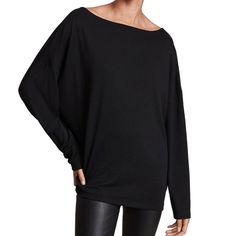 Allsaints Rita Boatneck Long Sleeve Oversize T-Shirt Black Women's Sz Small Nwt Women's Size Small In New With Tags Condition An Oversized Silhouette Lends A Bit Of Cool Slouch To A Long-Sleeve T-Shirt Featuring A Boat Neck Wide Enough To Highlight A Pretty Shoulder. Boat Neck Long Sleeves 63% Recycled Polyester, 34% Viscose, 3% Elastane Machine Wash, Dry Flat Made In Turkey Measurements Are Pictured Ccc!025 12 Oz Black Drop Shoulder Tops For Fall, Slouchy Drop Shoulder Tops For Layering, Black Batwing Sleeve Tops For Loungewear, Oversized Black Top For Layering, Black Drop Shoulder Tops For Loungewear, Black Drop Shoulder Tops For Layering, Slouchy Batwing Sleeve Tops For Layering, Slouchy Black Tops For Layering, Black Slouchy Tops For Layering