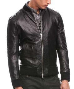 Men's Leather Jacket Genuine Lambskin Black Biker Motorcycle Jackets For Men MJ097