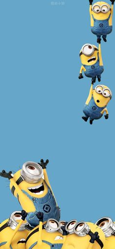 a group of minions flying through the air