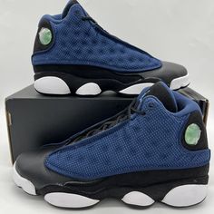 Nike Air Jordan 13 Retro Grade School Sneakers Navy Blue / White /  GS Sneakers Multi Size (Nike 884129-400) Multi Size NEW WITH ORIGINAL BOX  STYLE CODE: (884129-400) 100% AUTHENTIC PRODUCT Condition: These are brand new with box. Never worn. Perfect Condition. Pet and smoke free home! Box Condition: BOXES MAY HAVE SOME DAMAGES DUE TO NATURAL SHIPPING AND STORAGE REASONS!  DAMAGE MAY INCLUDE THE FOLLOWING: - SLIGHT RIPS AND TEARS ALONG THE BOX - DENTS OR SLIGHT BOX DEFORMITY - SLIGHT CUTS/SLITS FROM OPENING THE PACKAGE SHOES WILL ALWAYS BE IN PERFECT CONDITION REGARDLESS OF BOX CONDITION. ANY ISSUES OR IMPERFECTIONS WITH THE SHOE ITSELF WILL BE DISCLOSED IN THE LISTING AND WILL NOT BE HIDDEN FROM CUSTOMERS! Please feel free to contact me with any questions, details or concerns! Rack 2 School Sneakers, Air Jordan 13 Retro, Jordan 13 Retro, Jordan 13, University Blue, Grade School, Saucony Sneaker, Nike Air Jordan, Air Jordan