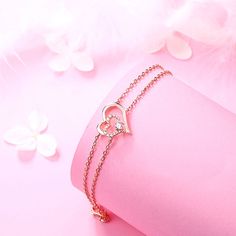 Personalized Birthstone Double Heart Bracelet In Gold Double Heart Necklace, Double Heart, Online Jewelry Store, Heart Bracelet, Gold Plated Silver, Chain Lengths, Heart Necklace, Online Jewelry, Personalized Jewelry