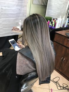 Black And Ash Blonde Balayage, Ash Blond On Black Hair, Ash Brown Balayage Cool Tone, Asian Hair Dye Ideas Colour, Cool Toned Blonde Hair Asian, Ash Toned Hair, Ash Blonde Balayage Straight Hair, Low Maintenance Ash Blonde Hair, Icy Balayage Brunettes