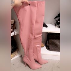 In Perfect Condition Never Worn. Without Box. Baby Pink Color.. Feel Free To Ask Any Questions Trendy Pink Knee-high Boots With Round Toe, Trendy Pink Knee-high Boots For Spring, Chic Pink Heeled Boots With Pointed Toe, Pink Knee-high Boots With Round Toe For Fall, Pink Fitted Heeled Boots With Round Toe, Fall Pink Pointed Toe Knee-high Boots, Fall Season Pink Knee-high Boots With Pointed Toe, Pink Knee-high Boots For Fall, Fall Pink Knee-high Boots With Pointed Toe