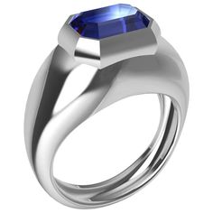 Emerald Cut, Keep It Cleaner, Fashion Rings, Blue Sapphire, Jewelry Rings, Sapphire, White Gold, Sculpture, Stone