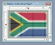 a screen shot of the south african flag in cross - stitch pattern mode, as well as text