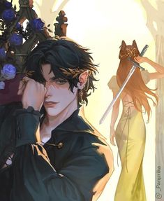 Jurdan by  🎨: @_Panprika The Folk Of The Air Fan Art, Cardan Greenbriar And Jude Duarte, Jude Duarte Fanart, The Cruel Prince Fan Art, Cardan Fanart, The Cruel Prince Jude, Jurdan Fanart, Romance Fanart