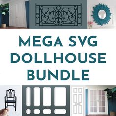 the mega svg dollhouse bundle includes furniture, mirrors and other decorating items